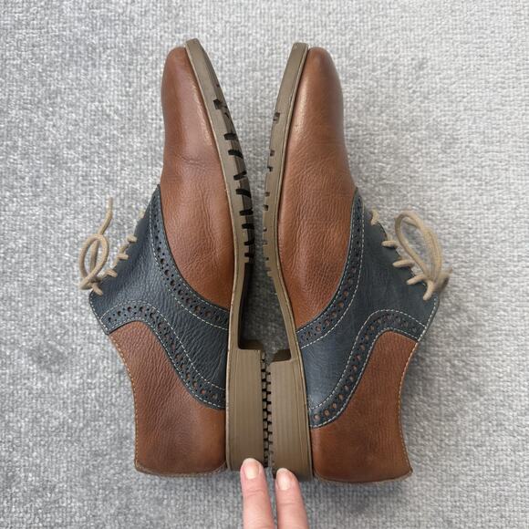 Clarks Shoes Mens Size 9 Brown Two Tone Leather Saddle Oxford Lace Up Casual - Picture 8 of 12